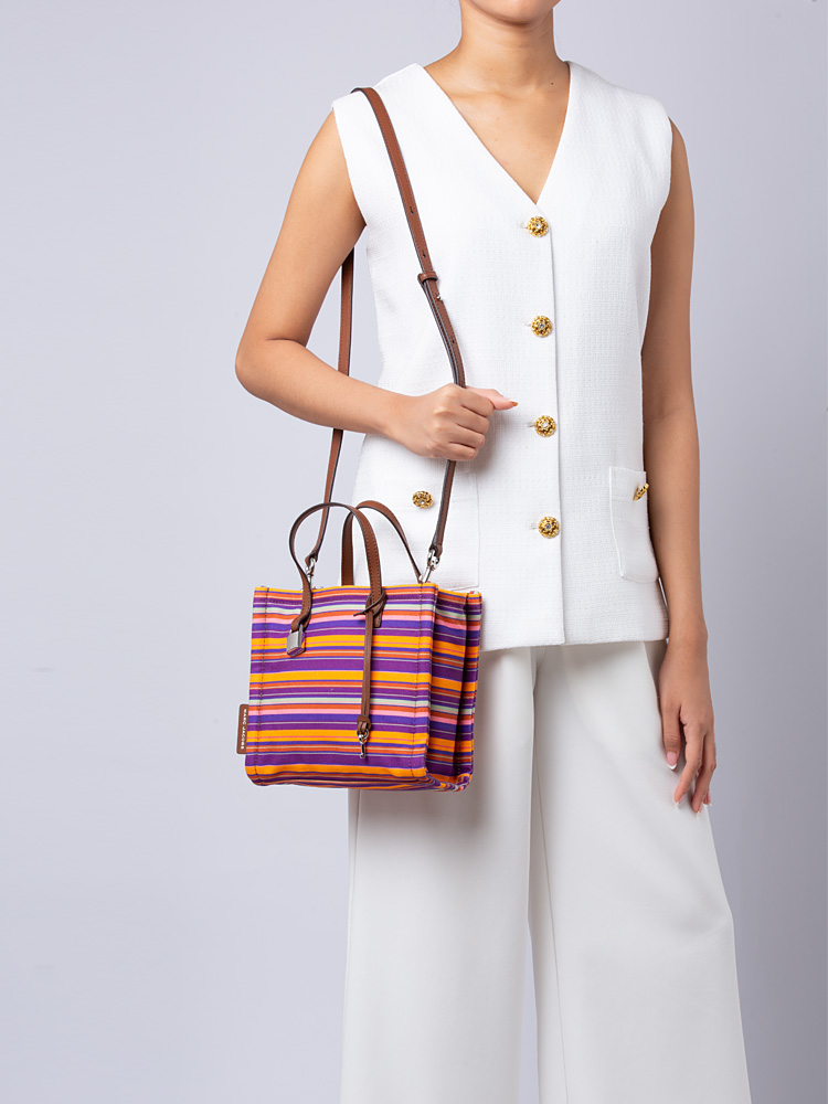 4P3HTT033H03 The Mini Grind Stripe Canvas Tote Purple Multi