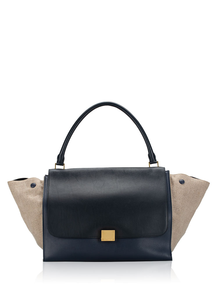 Linen Tri-Color Large Trapeze Black Navy Beige