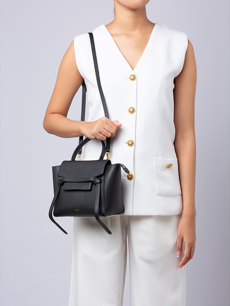 Grained Calfskin Nano Belt Bag Black