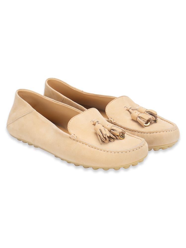 Suede Goatskin Dot Sole Walk Moccasin Melonpan Sz 37