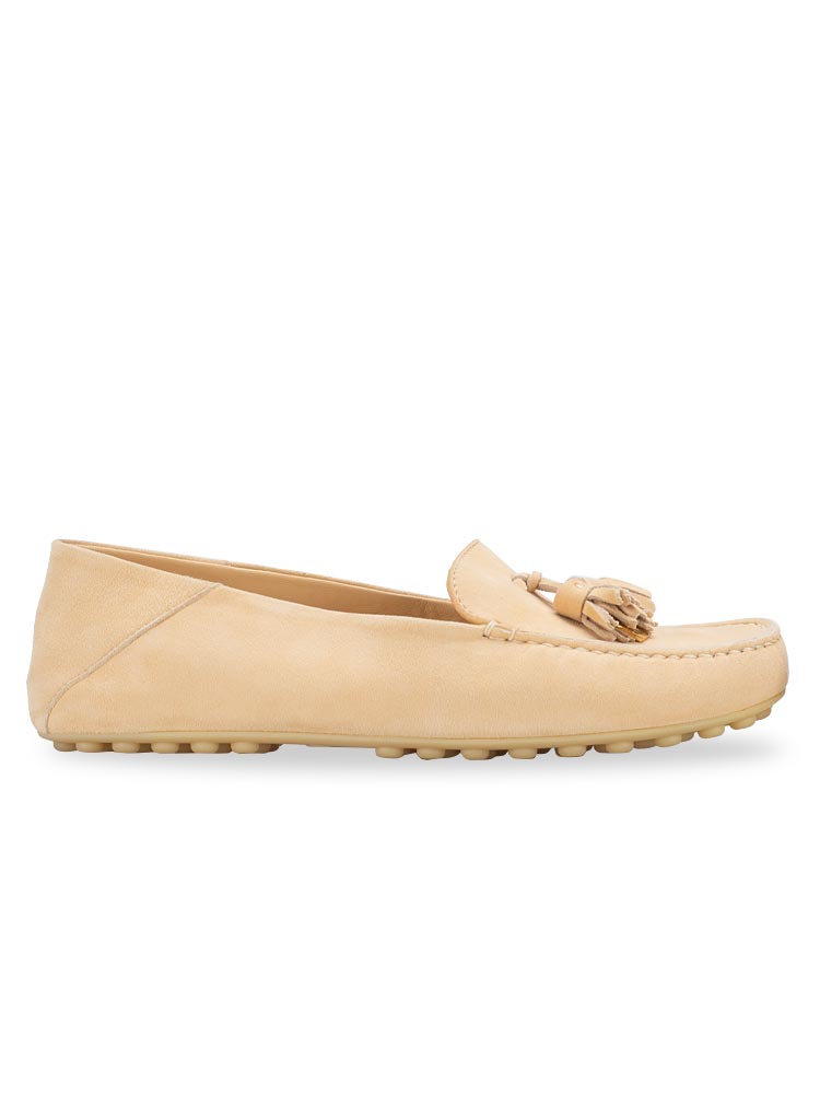 Suede Goatskin Dot Sole Walk Moccasin Melonpan Sz 37