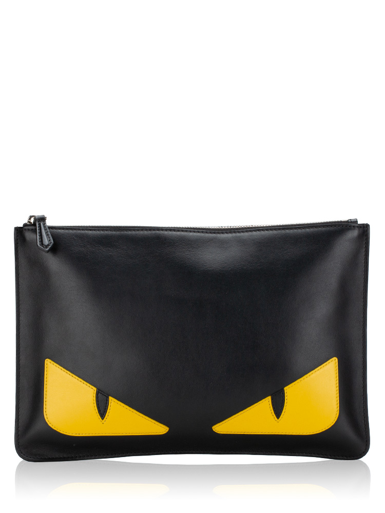 Vitello Century Monster Eyes Inlay Pouch Black Giallo