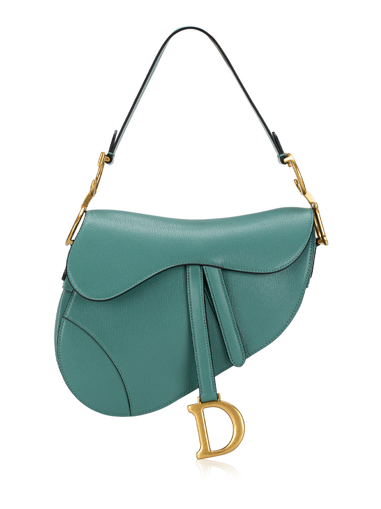 Goatskin Medium Saddle Bag Green