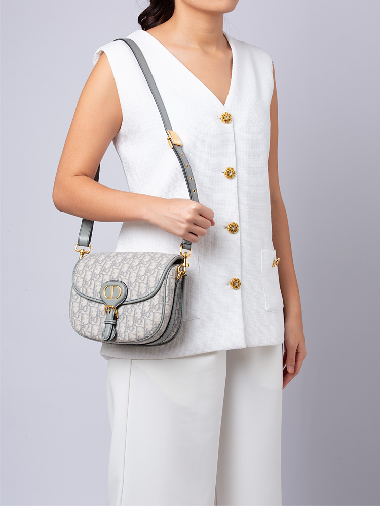 Oblique Bobby Medium Shoulder Bag Gris