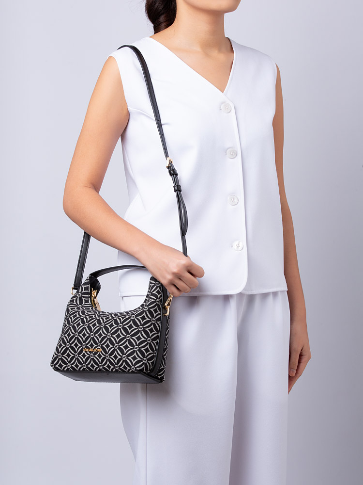 Signature Ember Jacquard Small Messenger Black