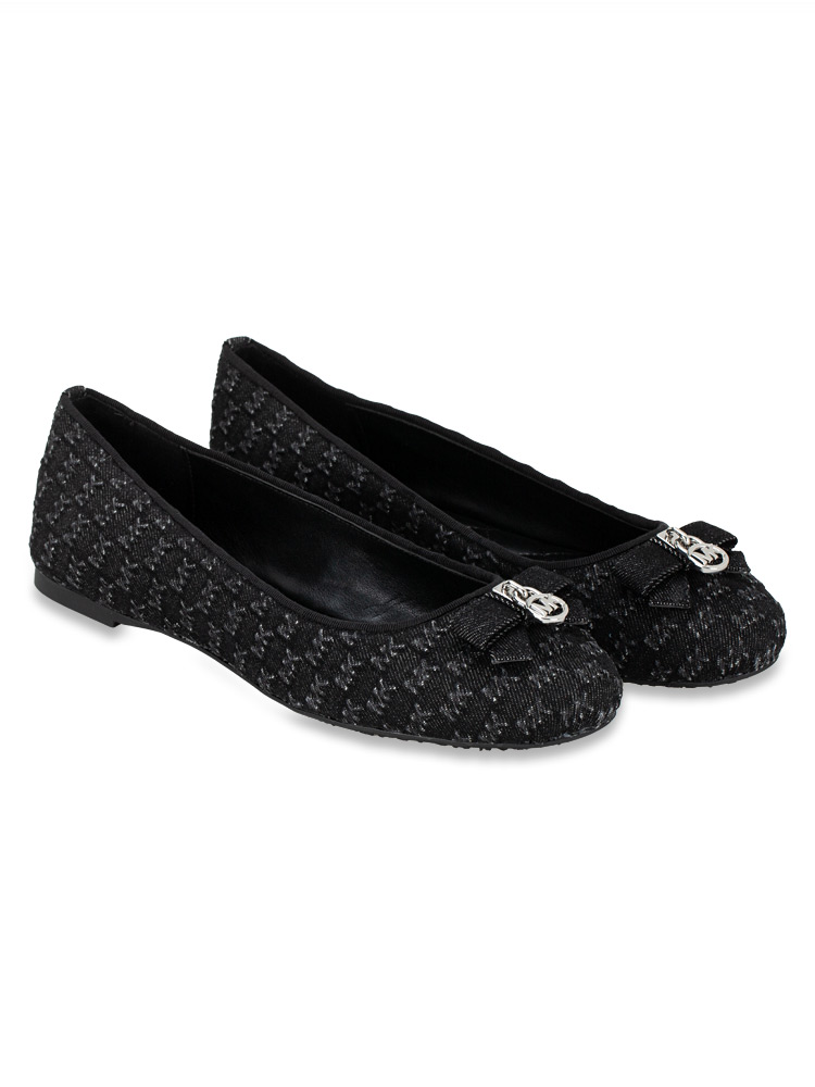 Signature Honey Embossed Washed Denim Ballet Flat Black Sz 7.5