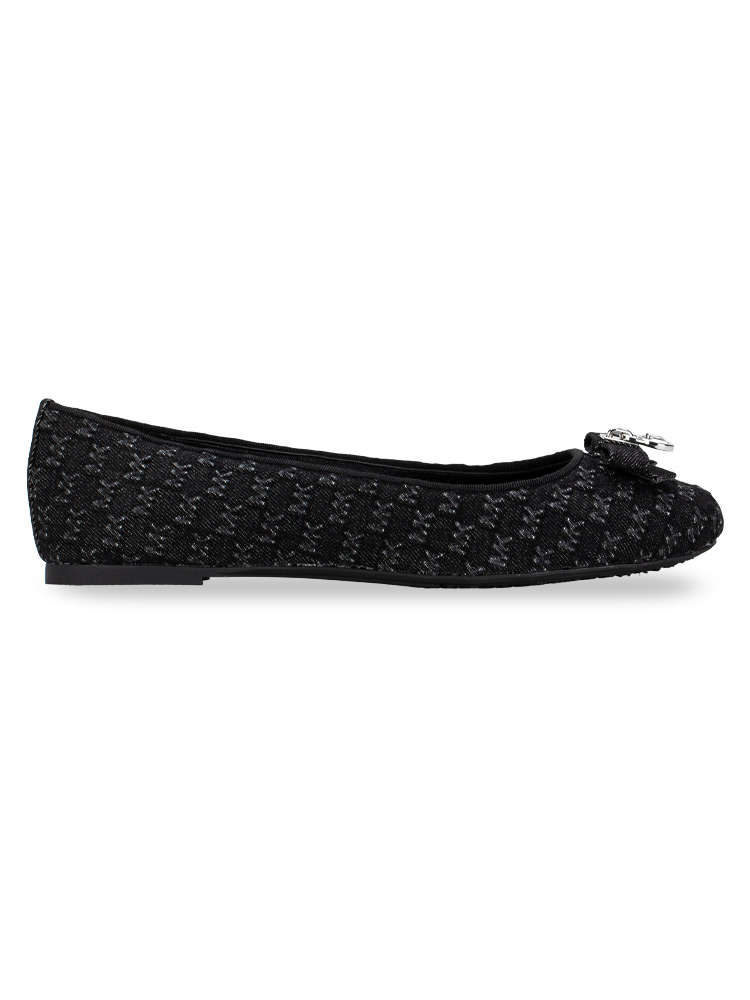 Signature Honey Embossed Washed Denim Ballet Flat Black Sz 7.5
