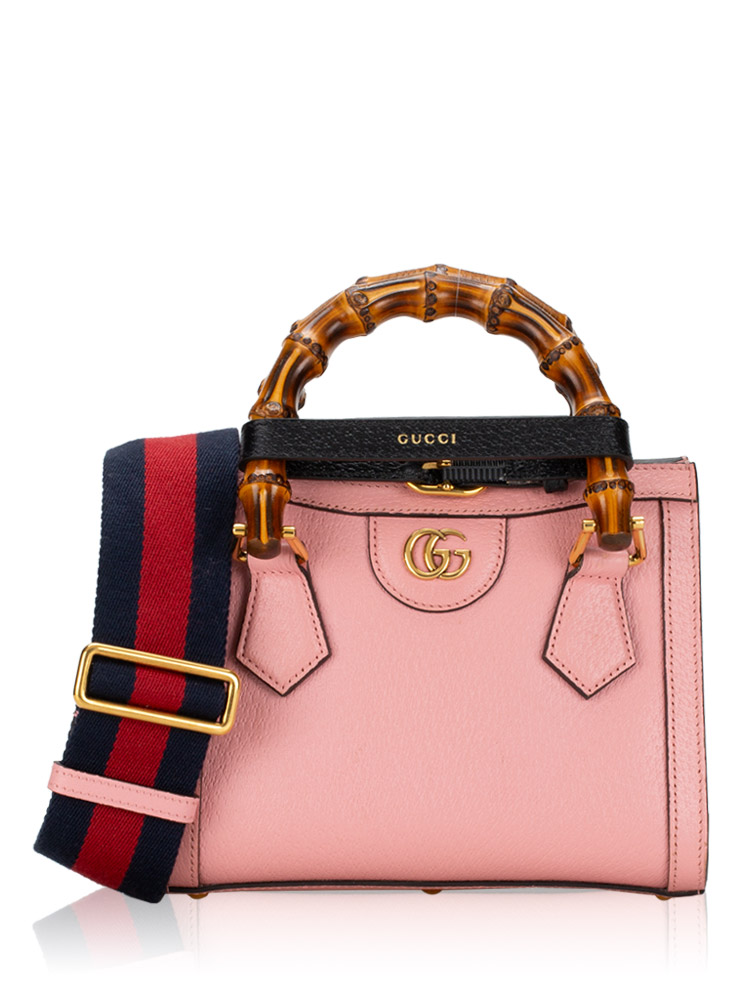 Dollar Calfskin Web Diana Mini Tote Bag Wild Rose Black