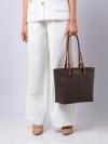Jet Set Travel Signature Medium Double Pocket Tote Brown Gold