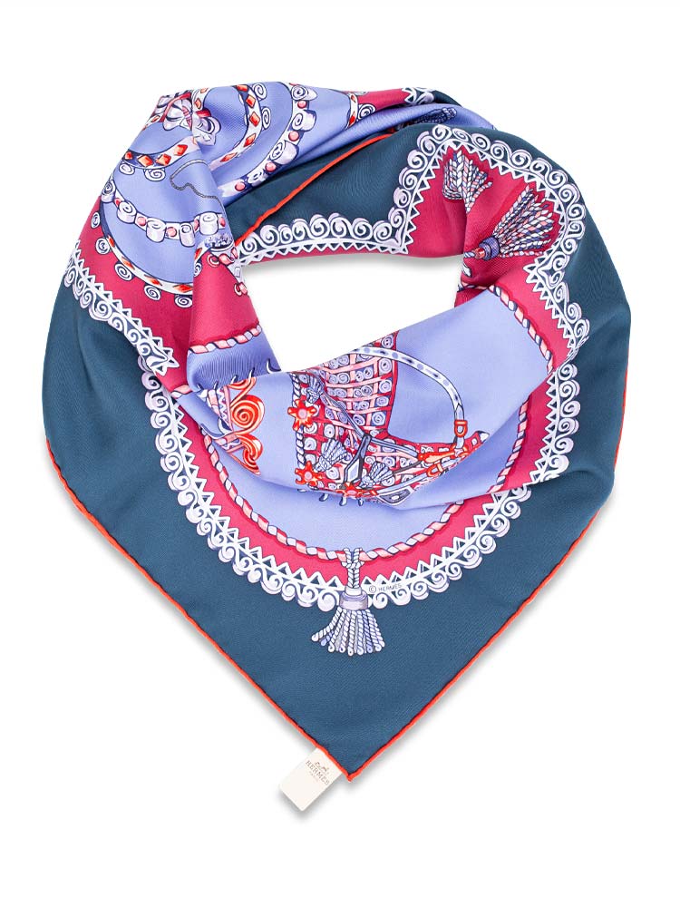 Silk Paperoles Scarf 90 Parme Marine Framboise