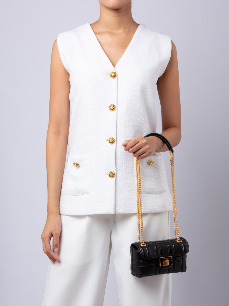Evelyn Quilted Small Crossbody Black
