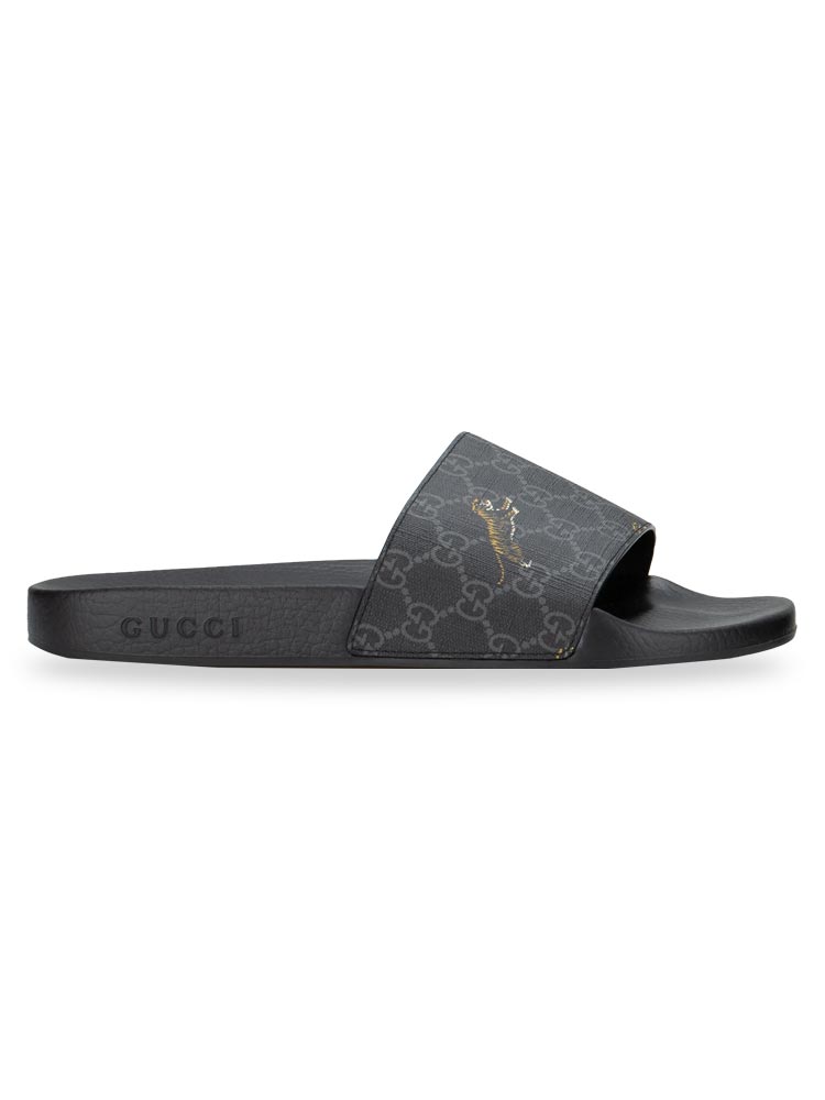 Men GG Supreme Tigers Slide Sandals Black Multicolor Sz 9