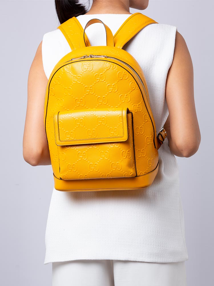 Calfskin GG Tennis Embossed Backpack Crop Black
