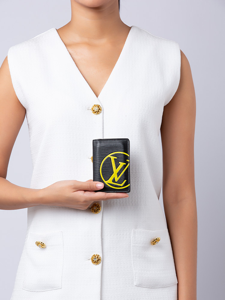 LV Circle Epi Pocket Organizer Black Yellow