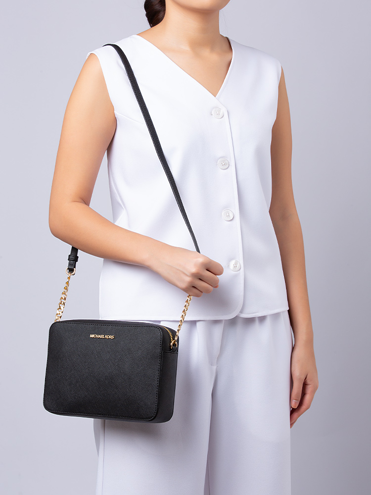 Jet Set Item Large Crossbody Black Gold
