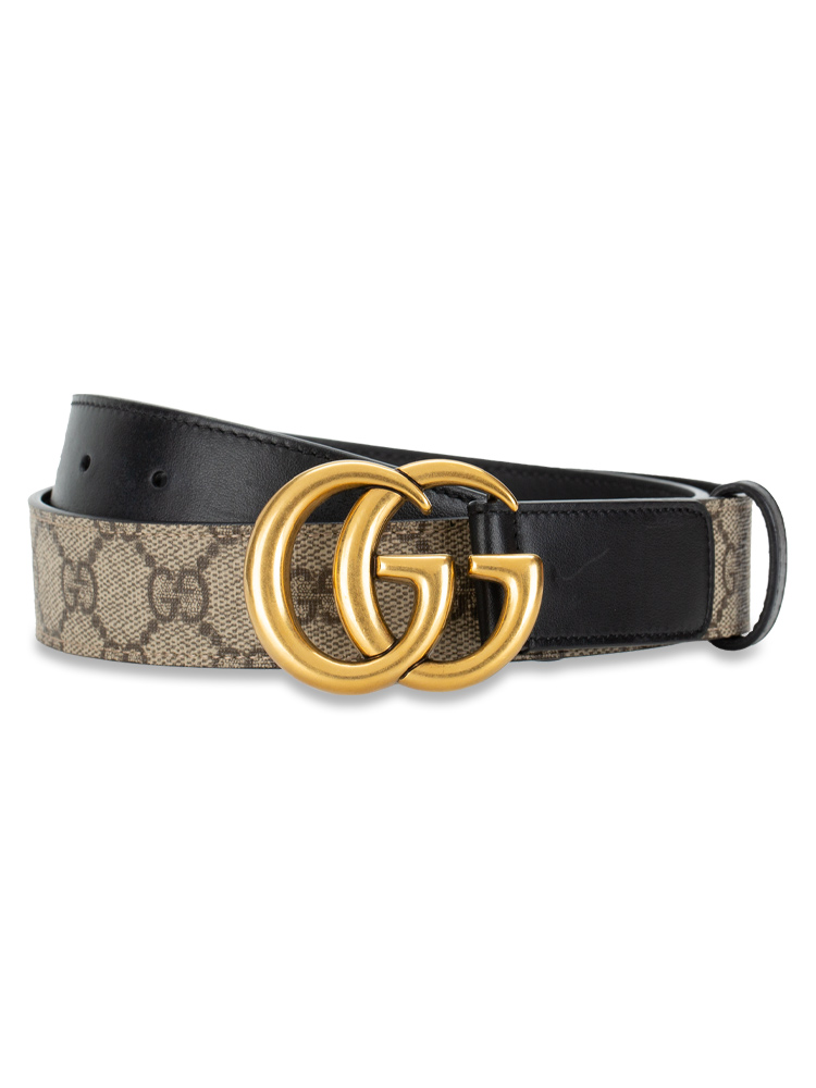 GG Supreme Marmont 30mm Belt Beige Ebony Sz 85