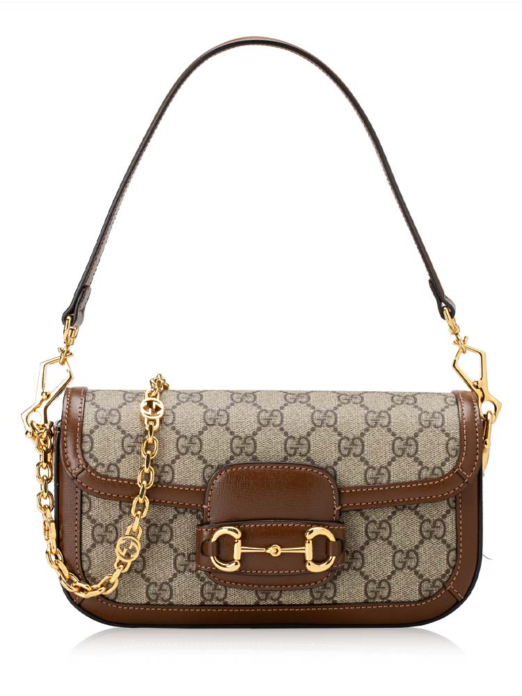 GG Supreme Horsebit 1955 Small Shoulder Bag Beige Ebony