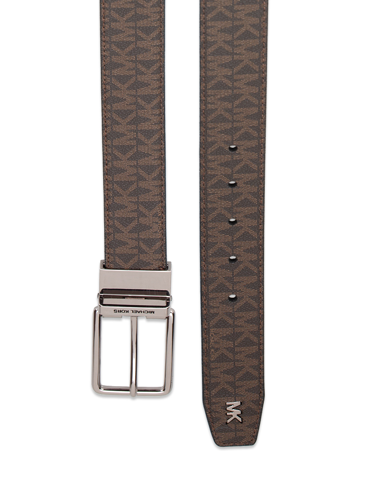 Men Signature Reversible 34MM Belt Brown Black Silver