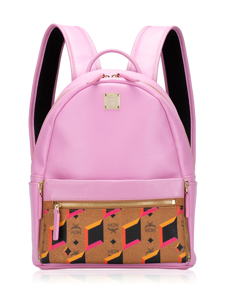 Visetos Diamond Printed Small Backpack Pink Cognac