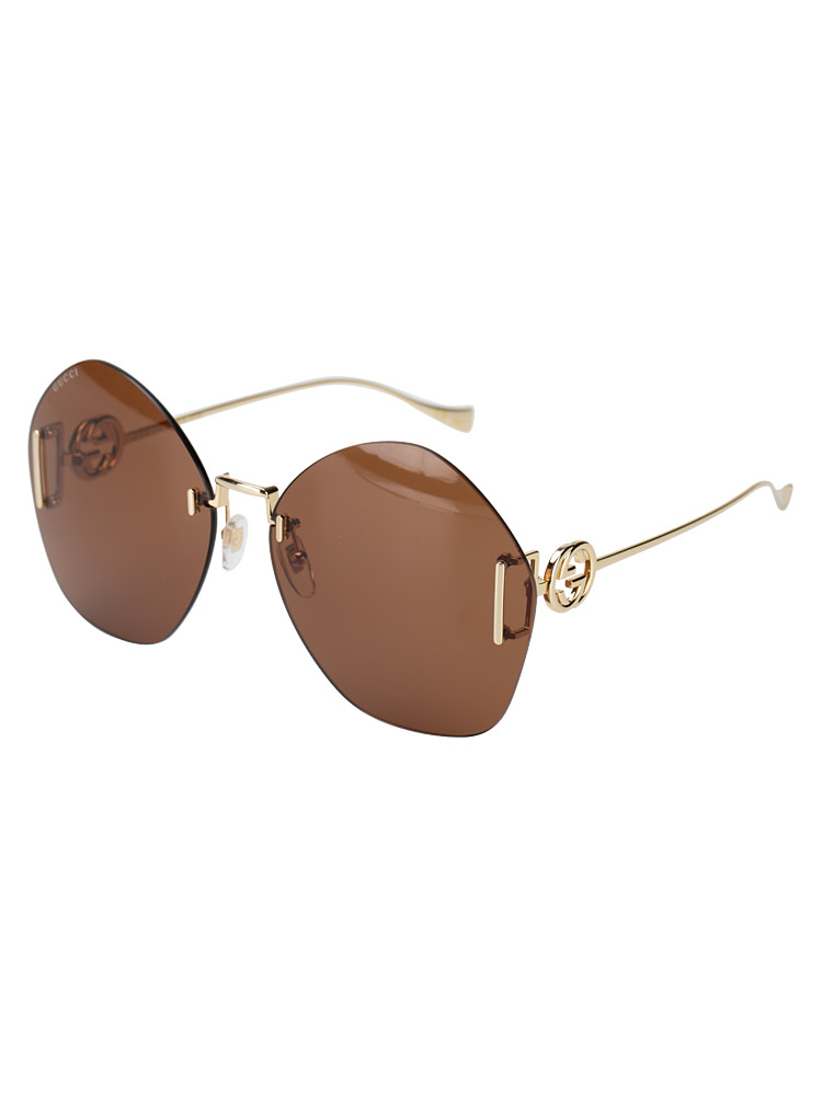 GG1203S Round Oversized Sunglasses Brown with Detachable Chain Strap