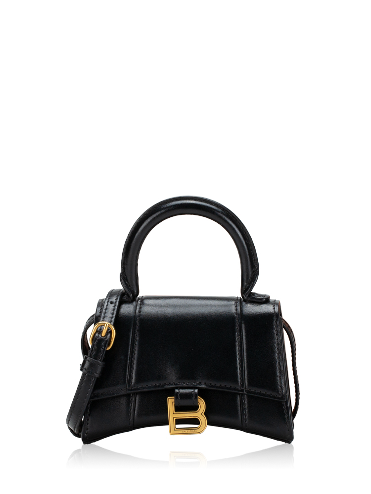Shiny Box Hourglass Mini Top Handle Bag Black