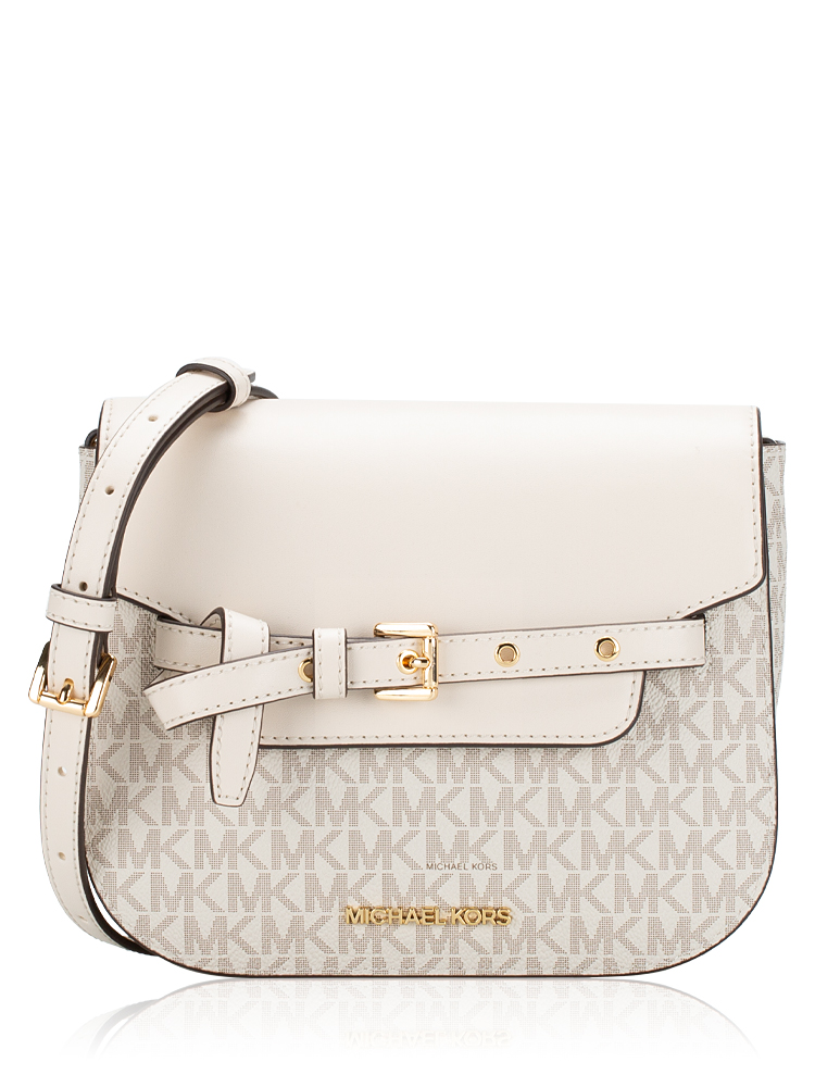 Signature Emilia Small Saddle Crossbody Light Cream Multi