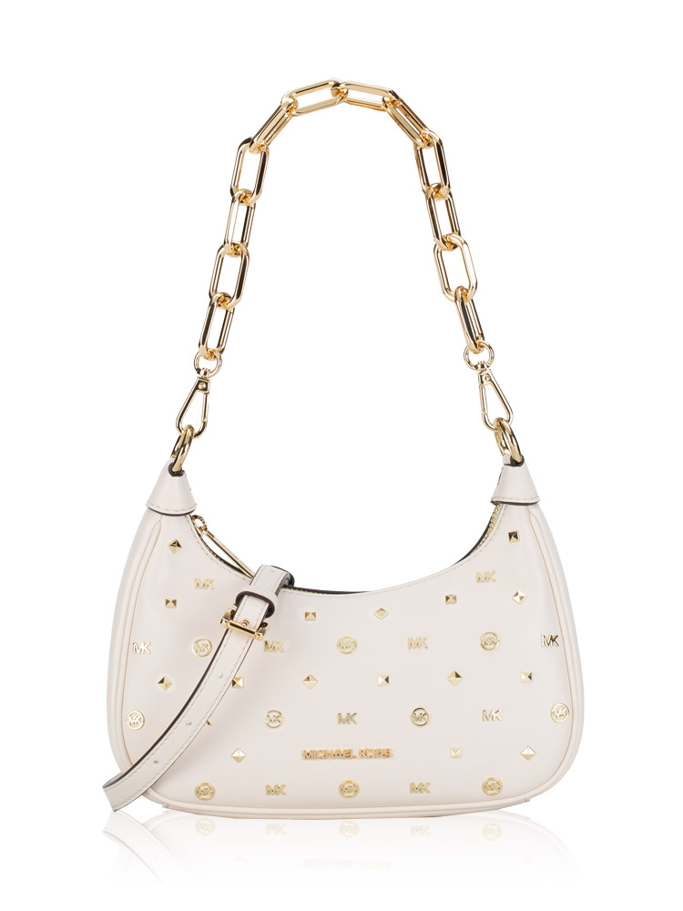 Cora Medium Embellished Shoulder Bag Light Cream