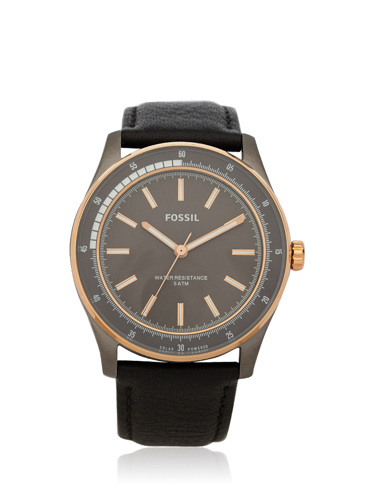Men BQ2664 Sullivan Solar Leather Watch Black