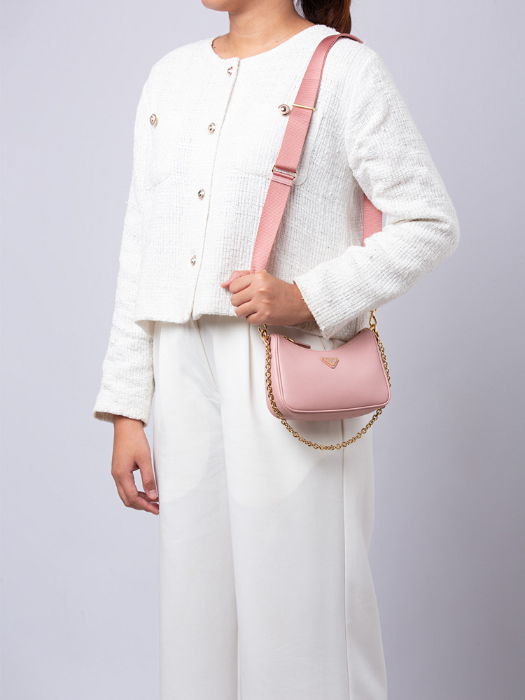 1BH174 Saffiano Lux Mini Shoulder Bag Pesco
