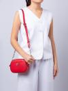 Jet Set Glam Leather Oval Crossbody Bright Red