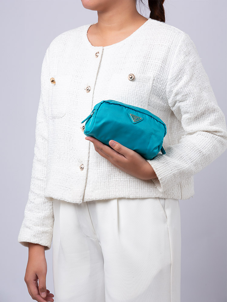 1N0350 Tessuto Vela Medium Pochette Turchese