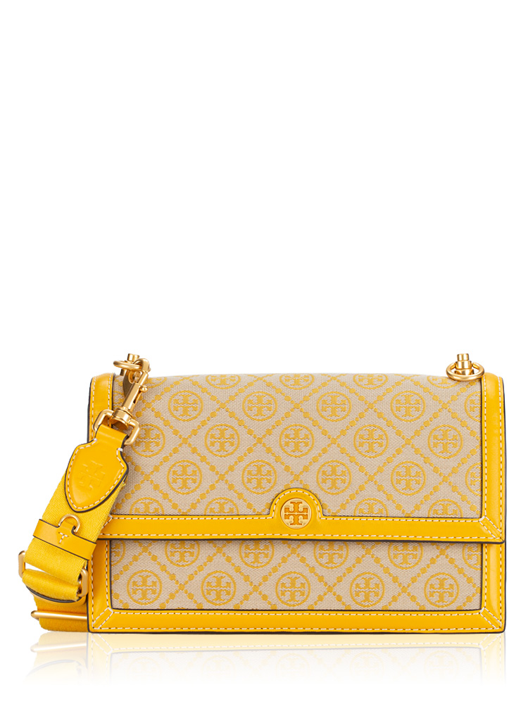 T Monogram Jacquard Shoulder Bag Goldfinch