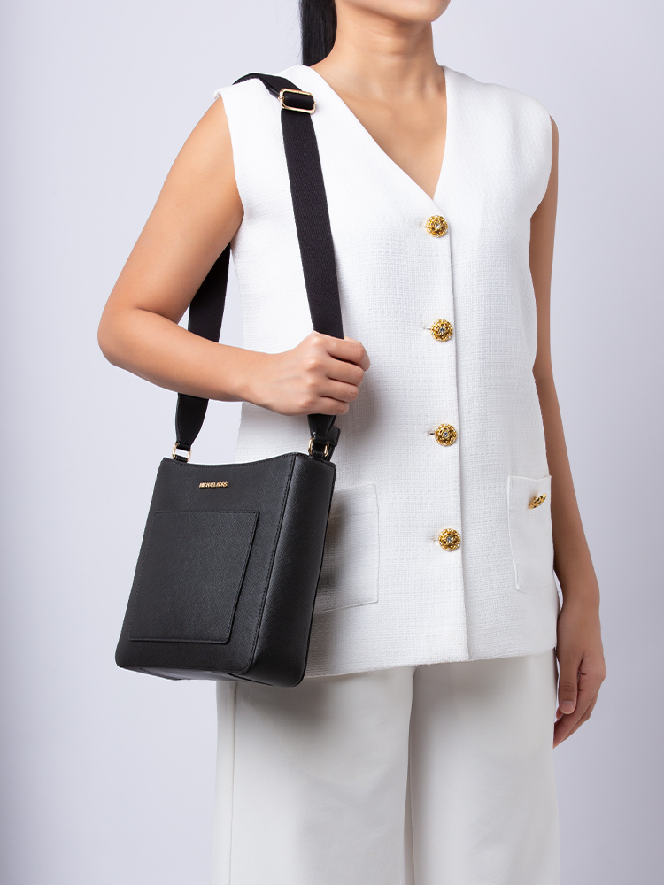 Georgia Leather Messenger Black