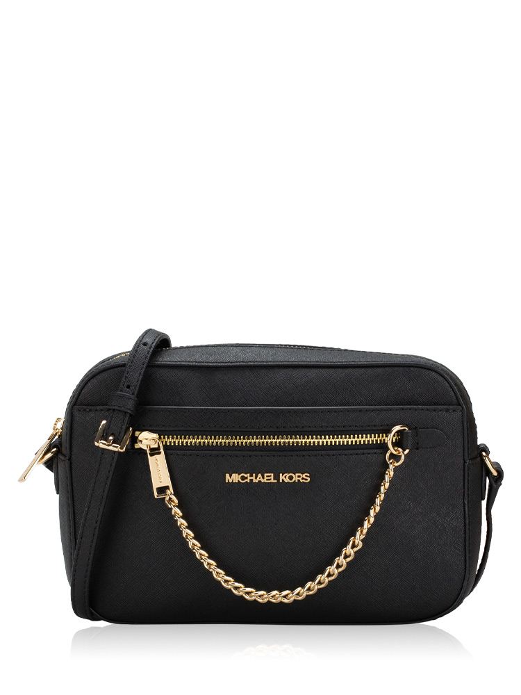Jet Set Large Saffiano Crossbody Bag Black