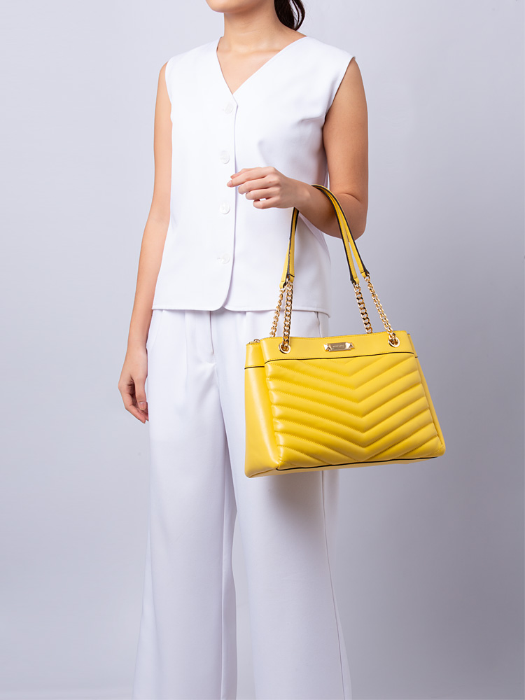 Whitney Quilted Leather Medium Shoulder Bag Golden Yellow