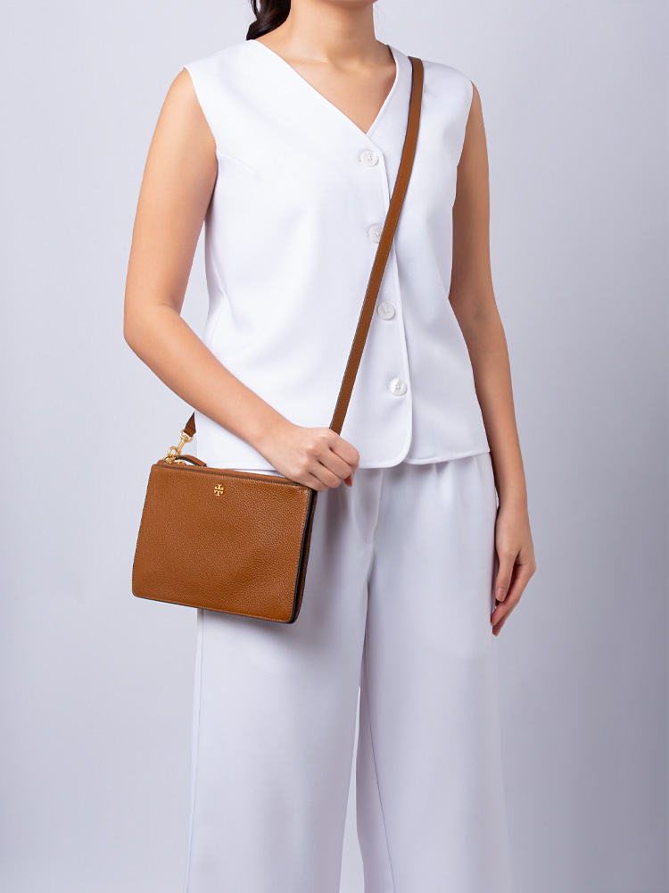 Blake Double Zip Slim Crossbody Cortado Gold