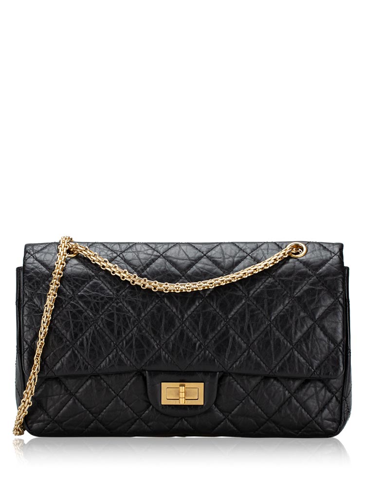 Aged Calfskin 2.55 Reissue 227 Double Flap Bag Black