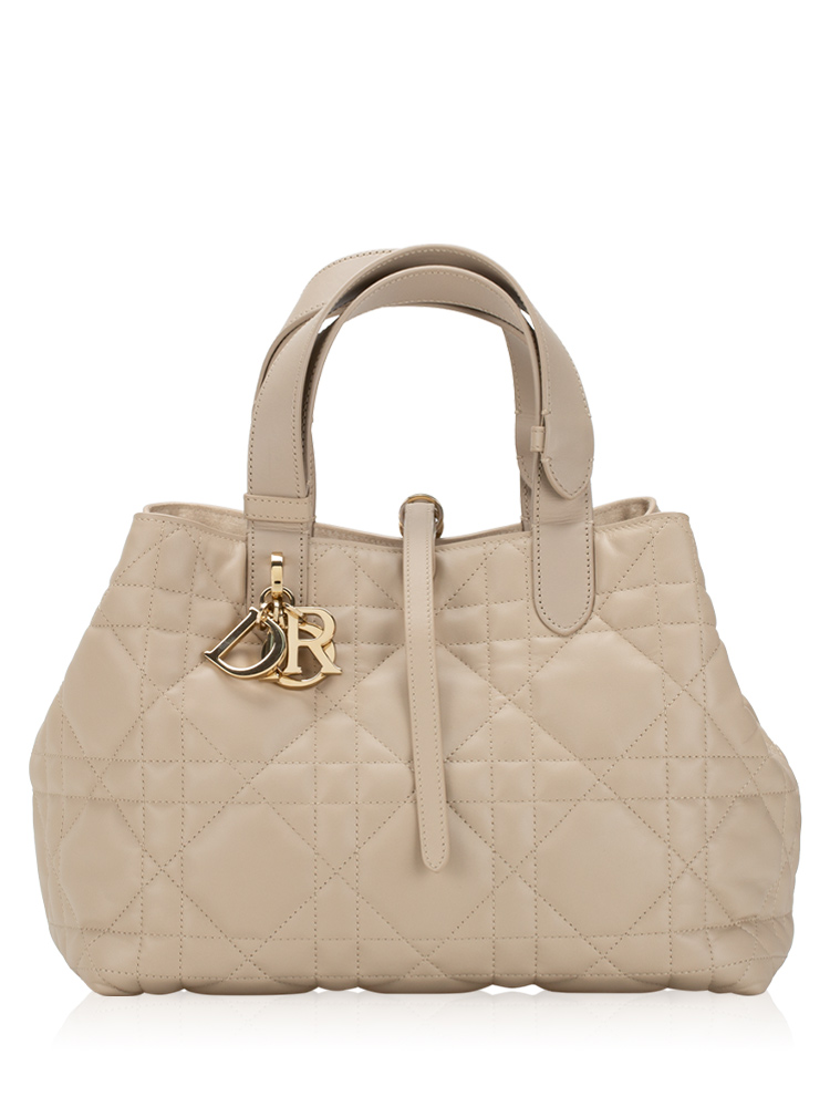 Calfskin Macrocannage Medium Toujour Powder Beige