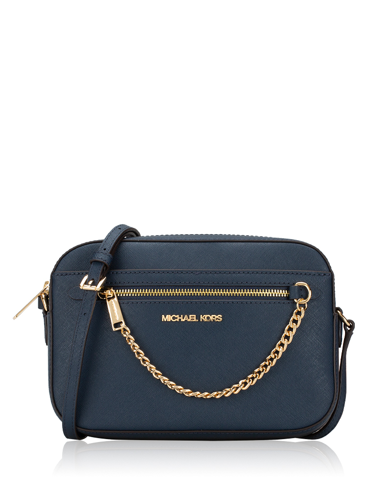 Jet Set Item Large Zip Chain Crossbody Navy Gold