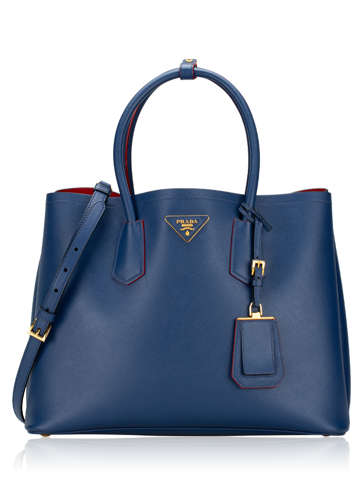 B2756T Saffiano Cuir Large Double Handle Bag Bluette
