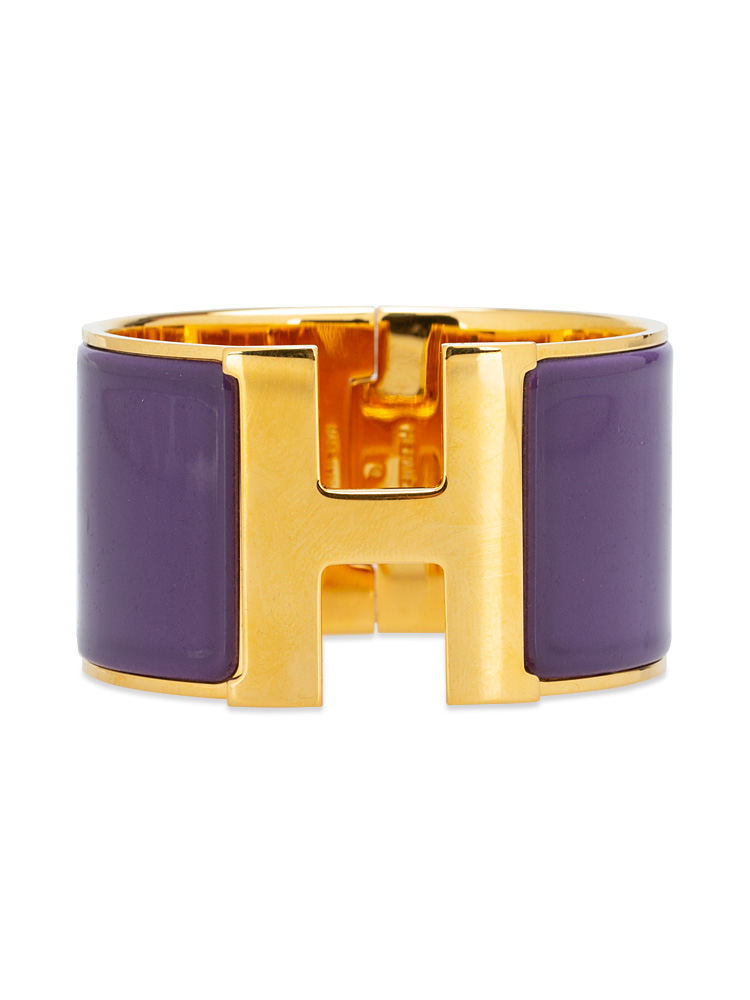 Enamel Extra Wide Clic Clac H Bracelet Pourpre