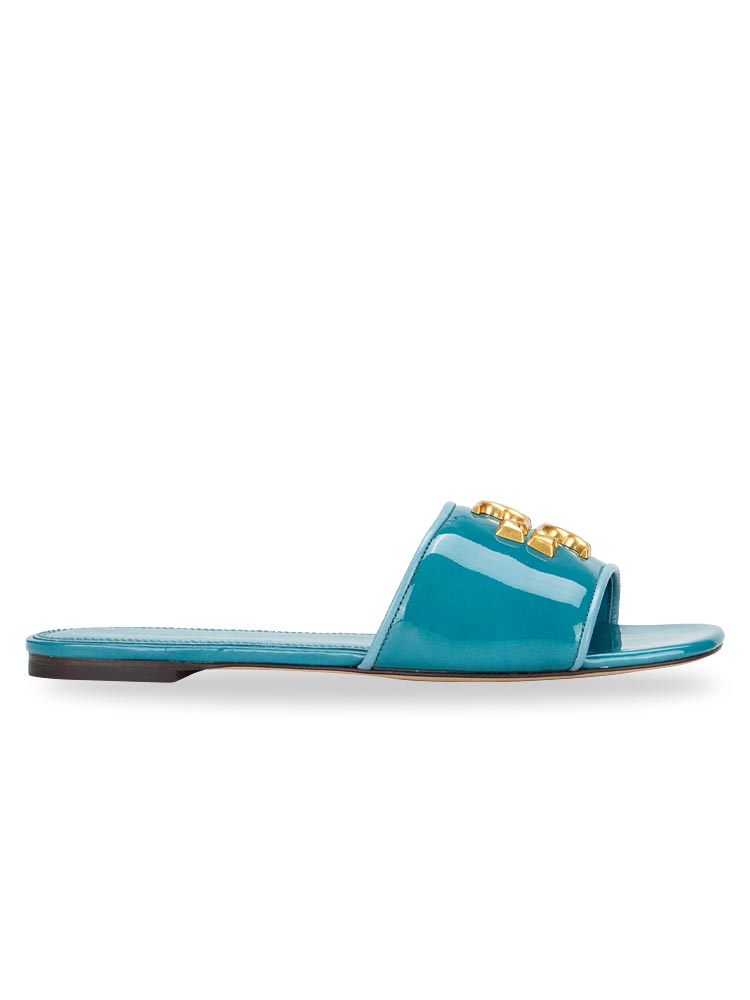 Eleanor Slide Patent Leather Sandal Bayberry Blue Sz 8