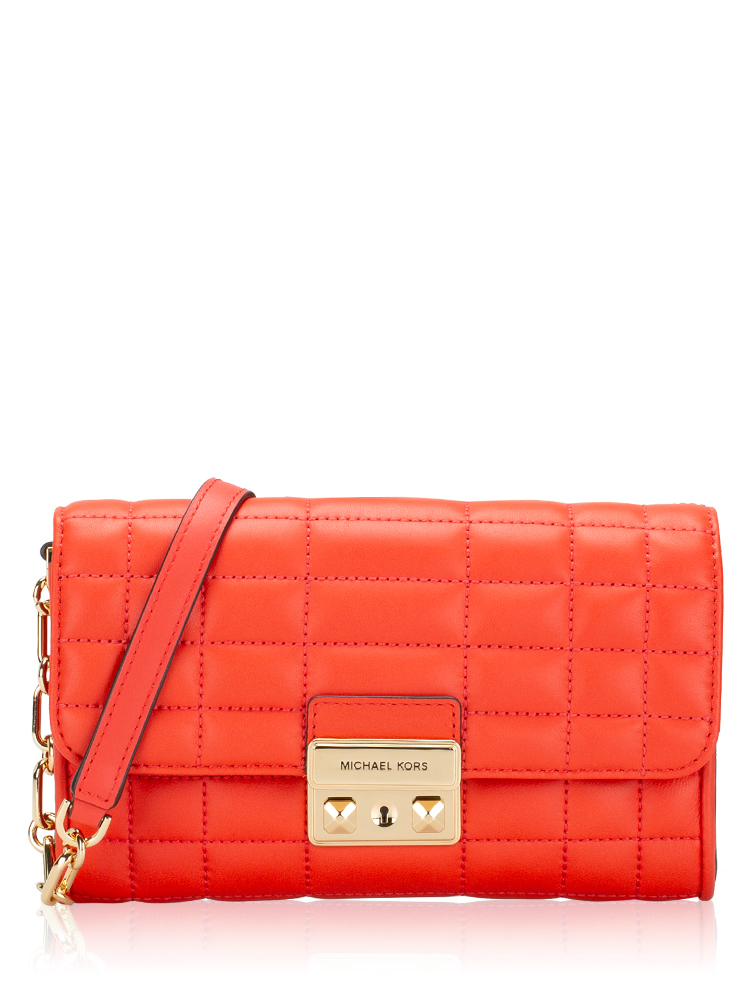Tribeca Leather Large Chain Wallet Spiced Coral