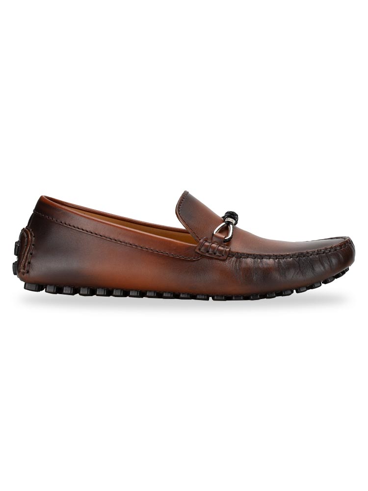 Calfskin Braid Knot Detail Loafers Brown Cognac Sz 8