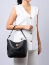 Lyra Leather Small Bucket Bag Black