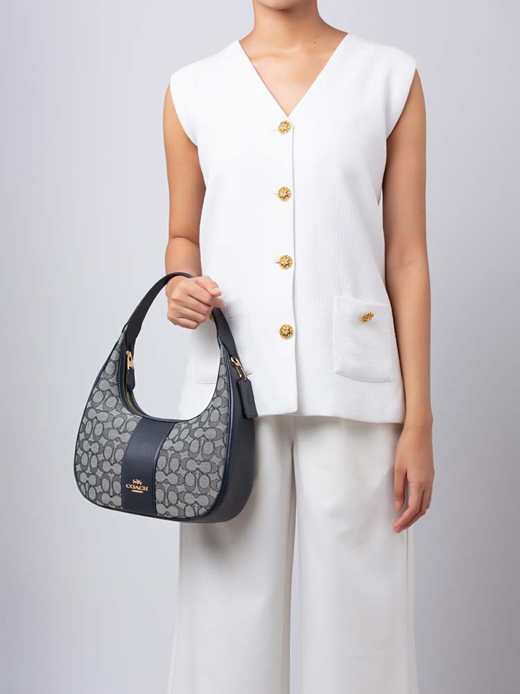 CV001 Signature Jacquard Carmen Shoulder Bag Midnight Navy