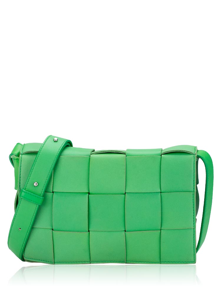 Lambskin Maxi Intrecciato Cassette Crossbody Green