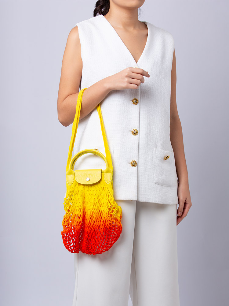 Le Pliage Filet Top Handle Yellow Orange
