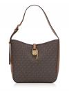 Signature Lyra Small Bucket Shoulder Bag Brown