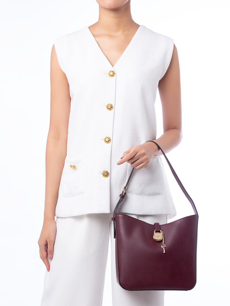Lyra Leather Small Bucket Bag Oxblood